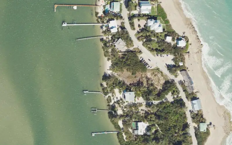 Aerial photo of the area around Chastain Beach Lagoon Side Kayak Access, Martin County