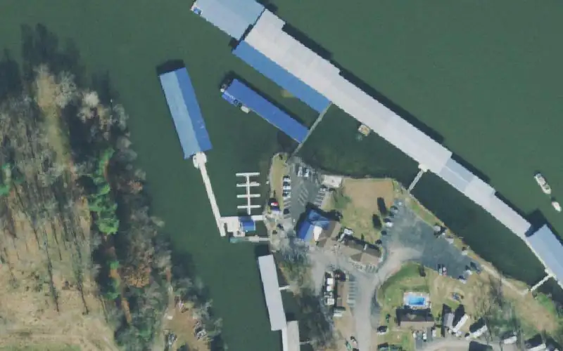 Aerial photo of the area around Cherokee Boat Dock, Wilson County