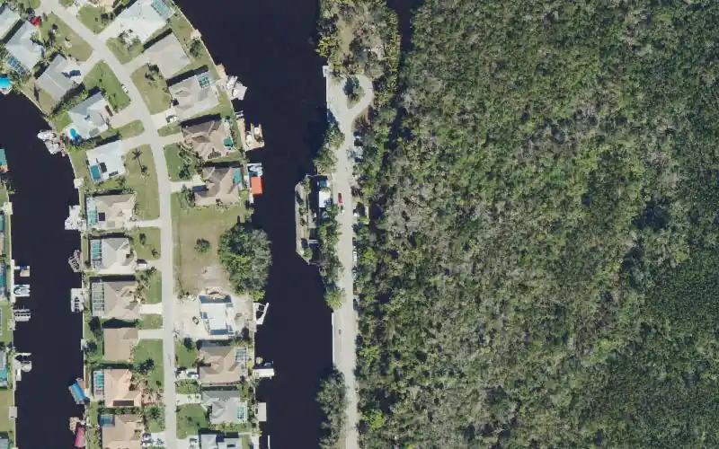 Aerial photo of the area around City of Cape Coral Four Mile Cove Ecological Preserve Kayak Launch, Lee County