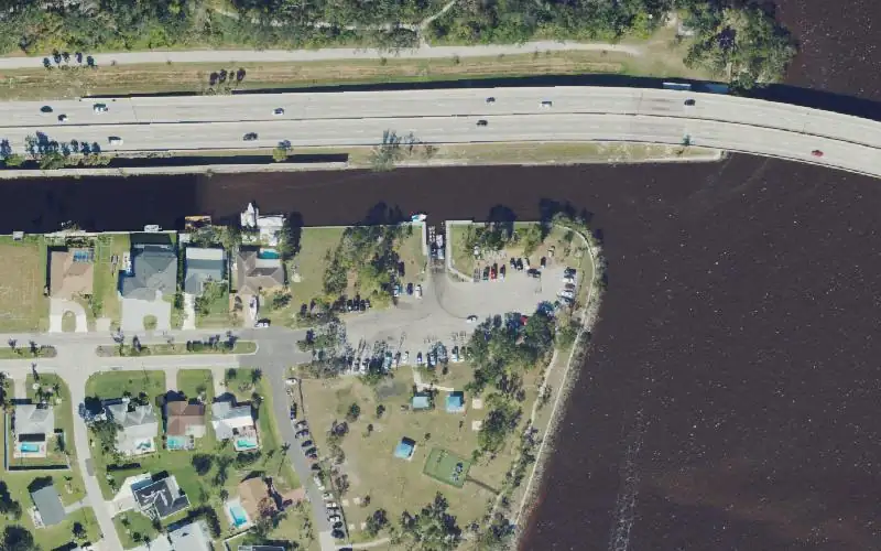 Aerial photo of the area around City of Cape Coral - Horton Park Public Boat Ramp, Lee County