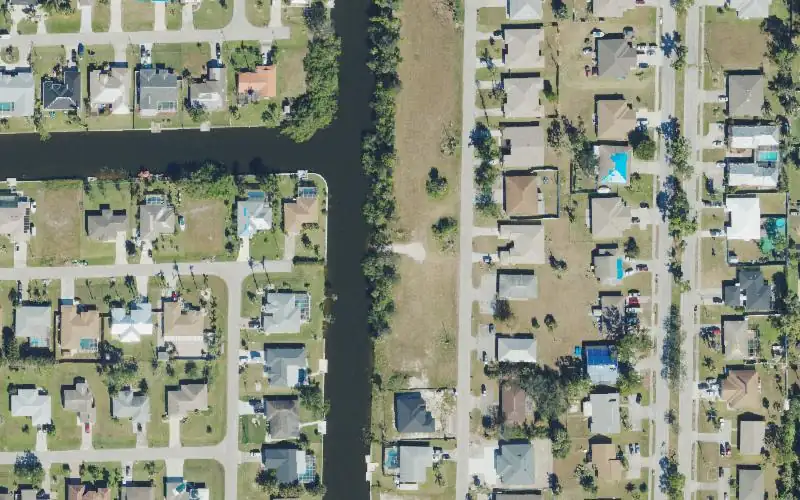 Aerial photo of the area around City of Cape Coral - Primitive Boat Ramp - 520 SE 23rd Place, Lee County