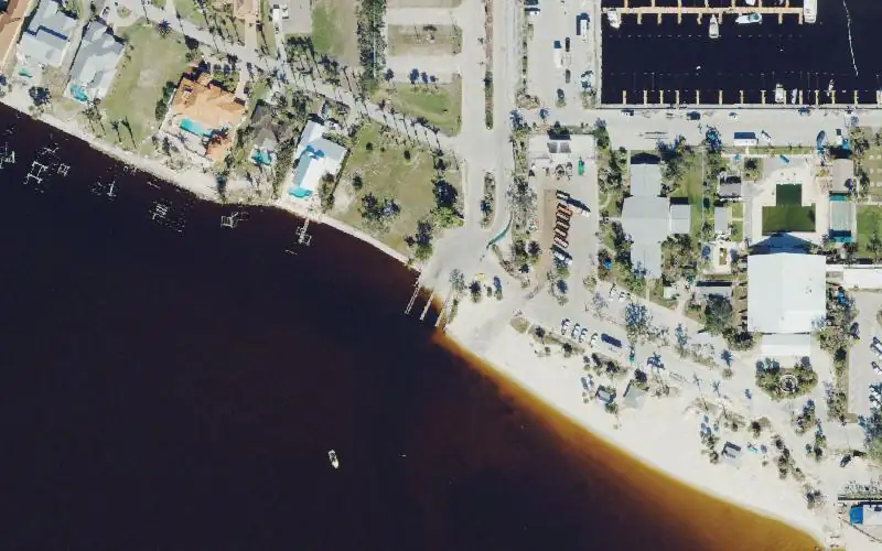 Aerial photo of the area around City of Cape Coral - Yacht Club Park Public Boat Ramp, Lee County