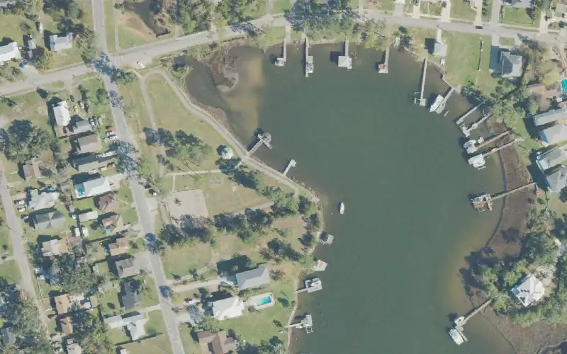 Aerial photo of the area around Civitan Park Paddlecraft Launch, Escambia County