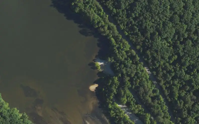 Aerial photo of the area around Clear Creek Lake Access, Bath County