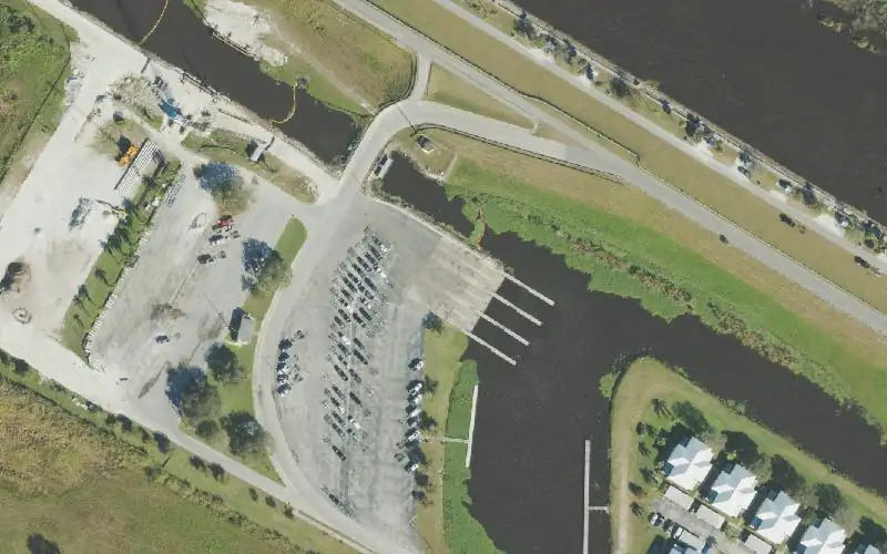 Aerial photo of the area around Clewiston City Marina and Boat Ramp, Hendry County