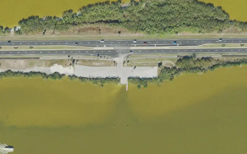 Aerial photo of the area around Cocoa Beach Constitution Bicentennial Park, Brevard County
