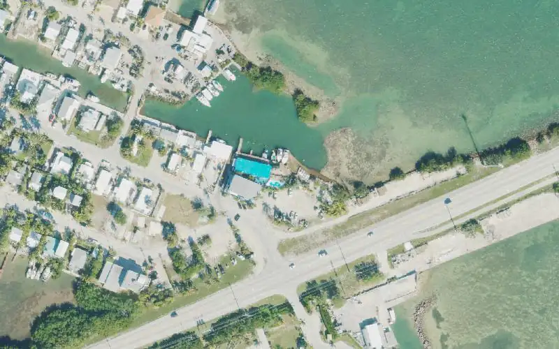 Aerial photo of the area around Conch Key Marina and Lodge , Monroe County
