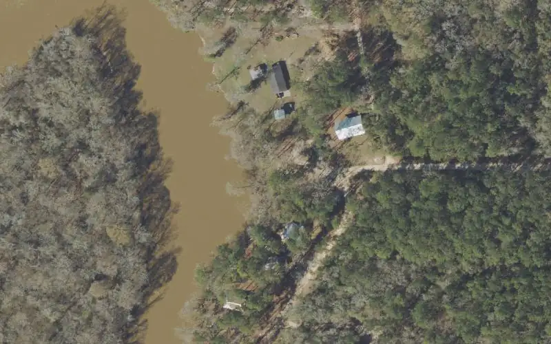 Aerial photo of the area around Cork Harris Landing Public Boat Ramp, Holmes County