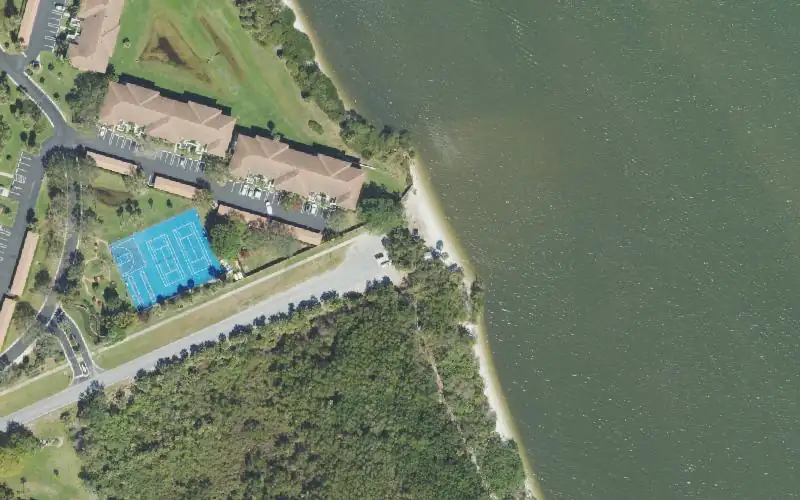 Aerial photo of the area around Cove Road Park Kayak Beach, Martin County