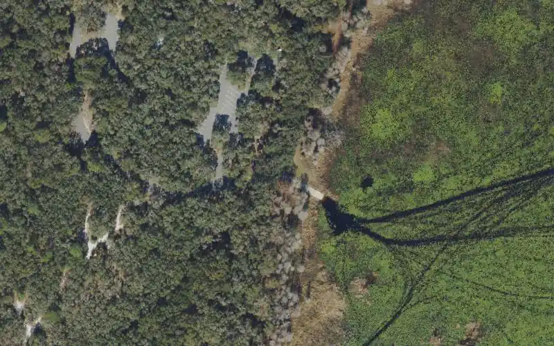 Aerial photo of the area around Crews Lake Wilderness Park, Pasco County