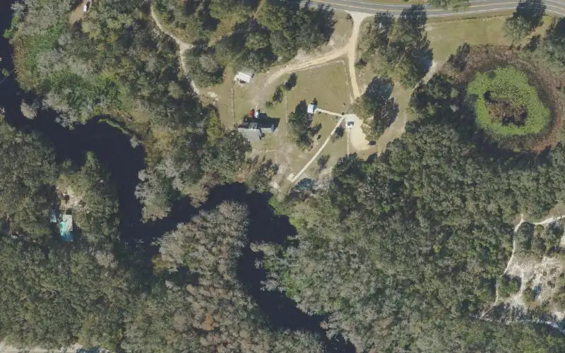 Aerial photo of the area around Crooked River Preserve Canoe Launch, Lake County