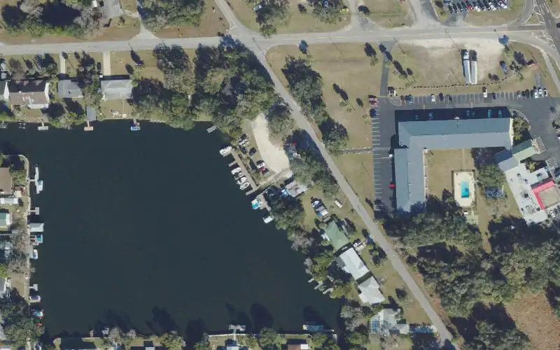 Aerial photo of the area around Crystal River Watersports, Citrus County