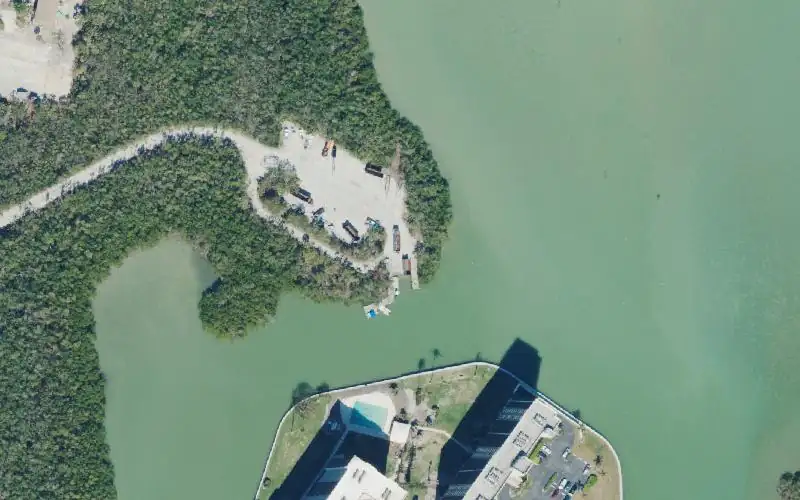 Aerial photo of the area around Delnor-Wiggins Pass State Park, Collier County