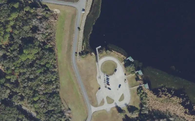 Aerial photo of the area around Dessie Smith Prescott Memorial Inglis Dam Recreation Area - Lake Rousseau Boat Ramp, Citrus County