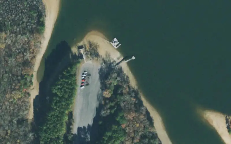 Aerial photo of the area around Devil's Step Boat Ramp, Franklin County