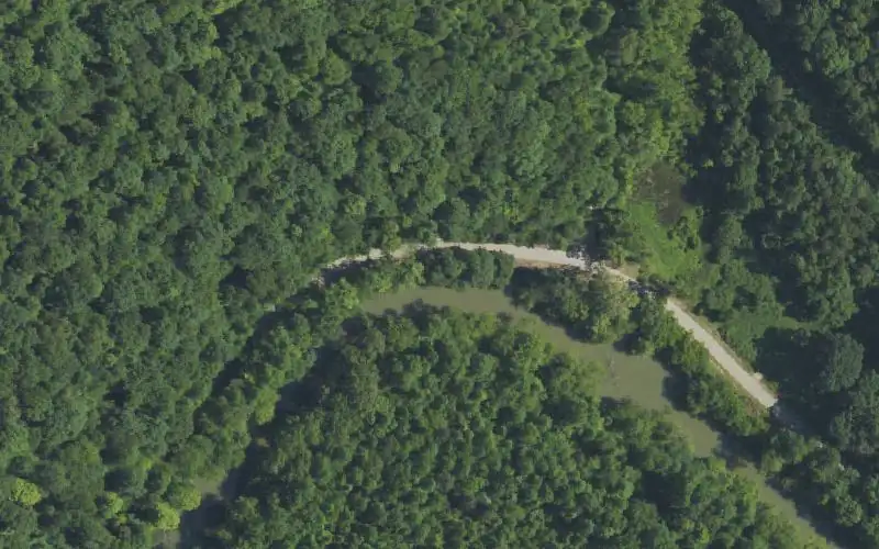 Aerial photo of the area around Dewey Lake WMA - Johns Creek, Floyd County