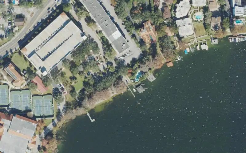 Aerial photo of the area around Dinky Dock Park Boat Ramp, Orange County
