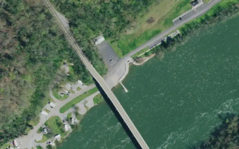 Aerial photo of the area around Douglas Tailwater Access, Sevier County