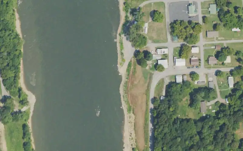 Aerial photo of the area around Dycusburg ramp, Crittenden County