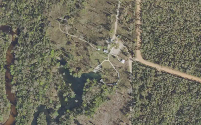 Aerial photo of the area around Econfina Blue Springs Recreation Area Canoe Access, Washington County