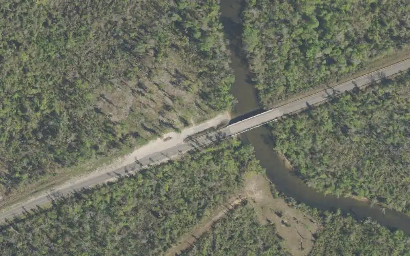 Aerial photo of the area around Econfina Creek - Bennett Road Primitive Boat Launch, Bay County