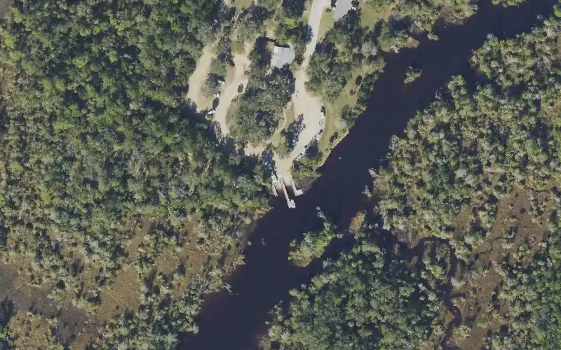 Aerial photo of the area around Econfina River Mile 01.8 - State Park Boat Ramp, Taylor County