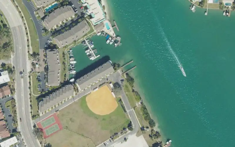 Aerial photo of the area around Egan Park Ramp, Pinellas County