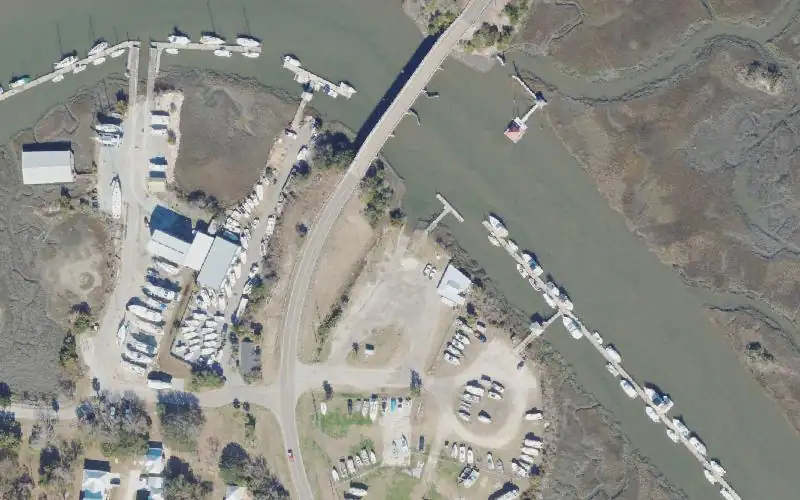 Aerial photo of the area around Egans Creek Marina Inc, Nassau County