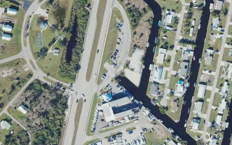 Aerial photo of the area around El Jobean Park Boat Ramp, Charlotte County