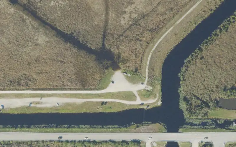 Aerial photo of the area around Everglades WMA - Tamiami Trail (Mile 19.1) at S-334 Unpaved Airboat Ramp, Miami-Dade County