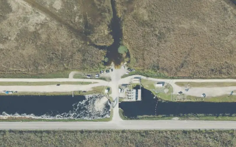 Aerial photo of the area around Everglades WMA - Tamiami Trail (Mile 19.3) at S-334 Paved Airboat Ramp, Miami-Dade County