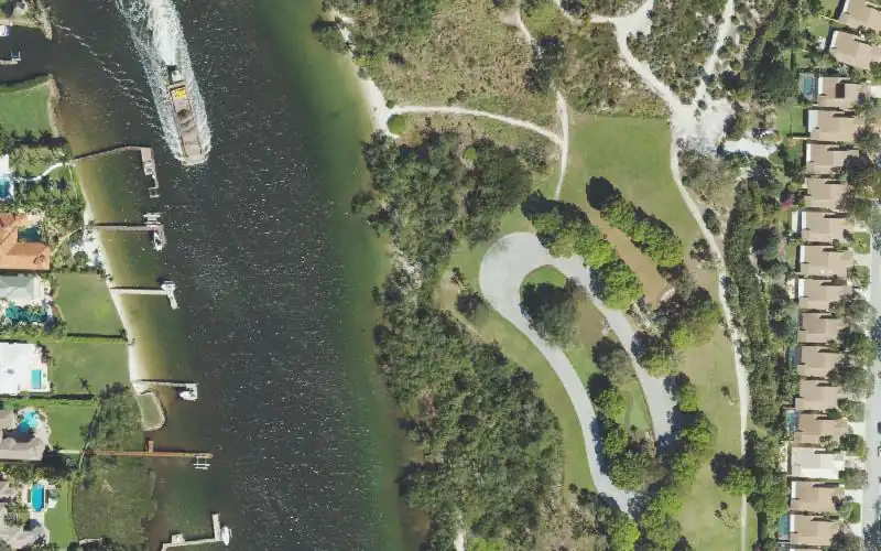 Aerial photo of the area around F.I.N.D. River Park Paddlecraft Access, Palm Beach County