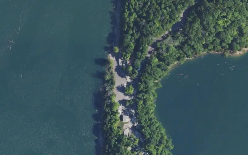 Aerial photo of the area around Fall Creek Recreation Area, Wayne County