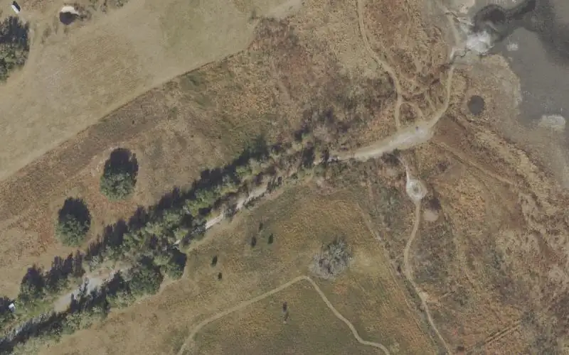 Aerial photo of the area around Faulk Landing, Leon County