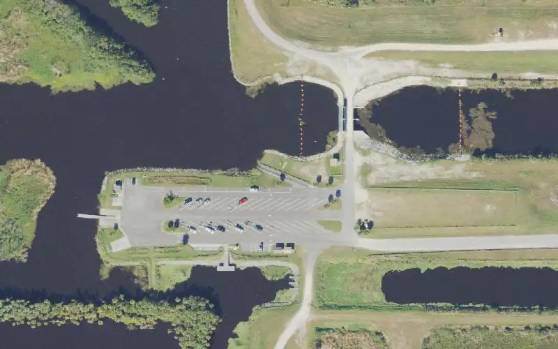 Aerial photo of the area around Fellsmere Grade Recreation Area (St. Johns Stick Marsh) Airboat Ramp, Indian River County