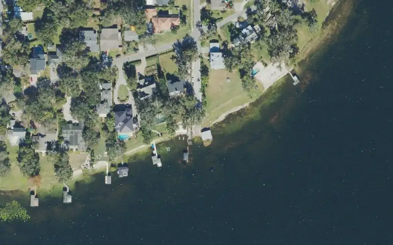 Aerial photo of the area around Fern Creek Public Boat Ramp, Orange County