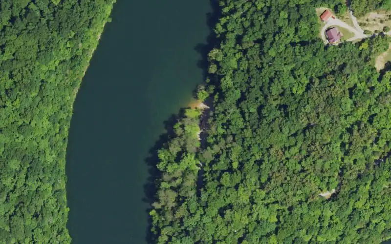 Aerial photo of the area around Fire Trail Ramp Road (Otter Creek), Wayne County