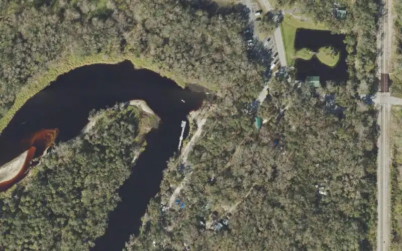 Aerial photo of the area around Fisheating Creek Wildlife Management Area - Day Use Area Boat Ramp/Canoe Launch, Glades County