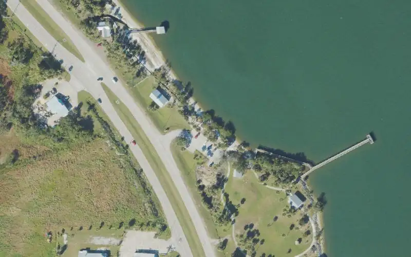 Aerial photo of the area around Fisherman's Landing Park Paddlecraft Beach, Brevard County