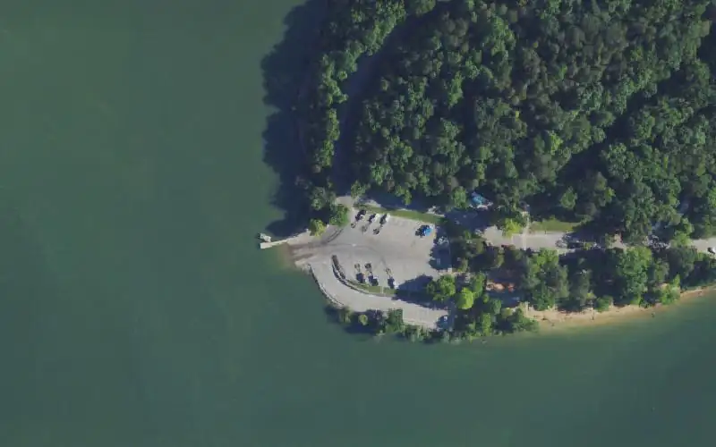 Aerial photo of the area around Fishing Creek Recreation Area, Pulaski County