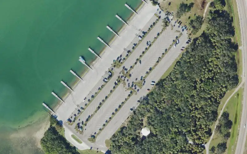 Aerial photo of the area around Fort Desoto Park Boat Ramp, Pinellas County