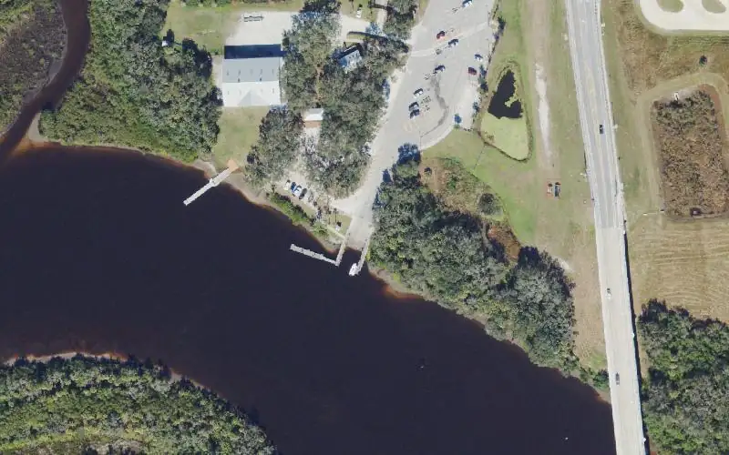 Aerial photo of the area around Fort Hamer Public Boat Ramp, Manatee County