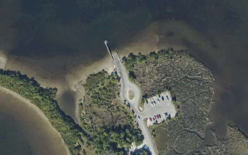 Aerial photo of the area around Fort Island Gulf Beach Public Boat Ramp, Citrus County