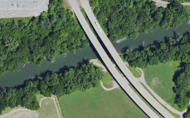 Aerial photo of the area around Four Mile Ramp, Bell County