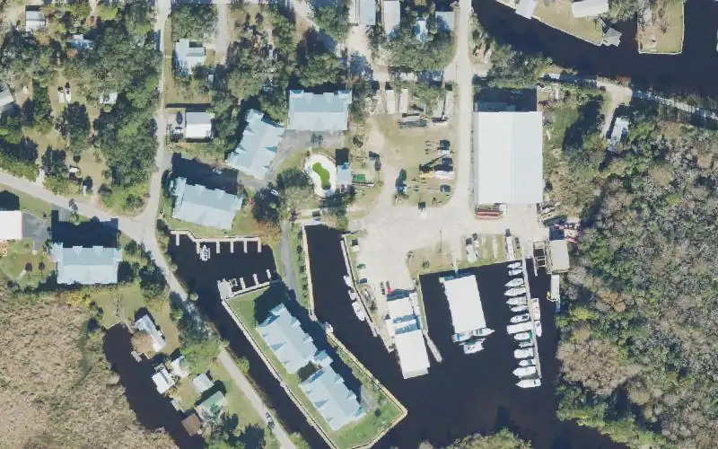 Aerial photo of the area around Gateway Marina Of Suwannee, Dixie County