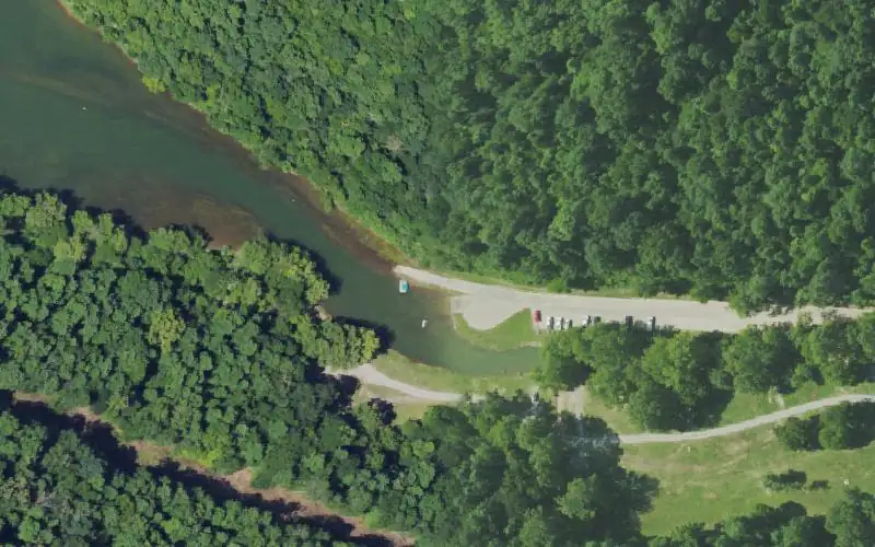 Aerial photo of the area around Gays Creek Ramp, Perry County