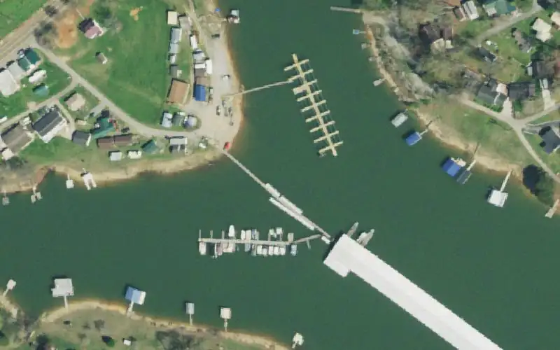 Aerial photo of the area around Gilmore Dock, Inc., Grainger County