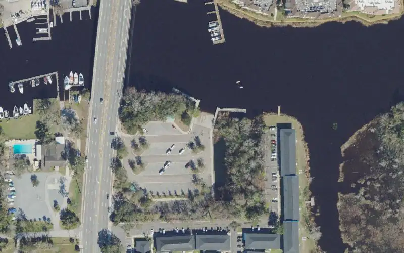 Aerial photo of the area around Goodby's Creek Boat Ramp, Duval County