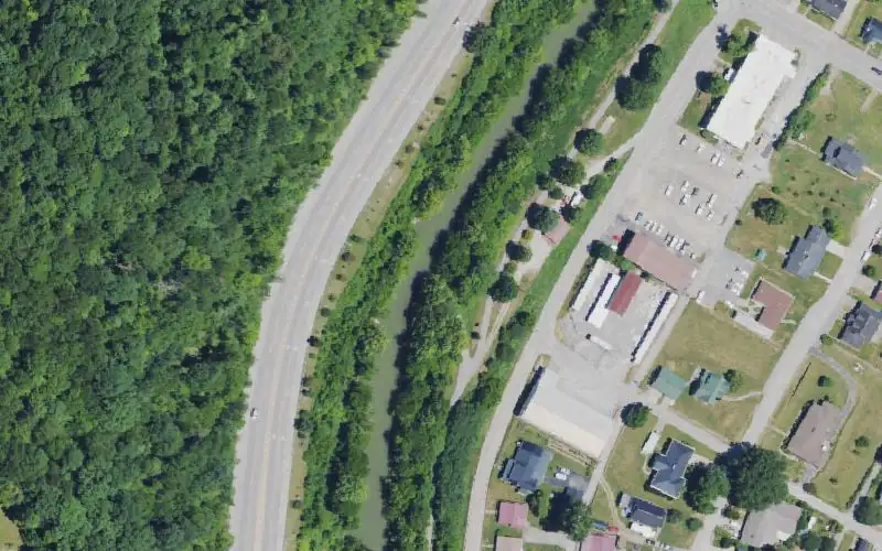 Aerial photo of the area around Goose Creek Ramp, Clay County