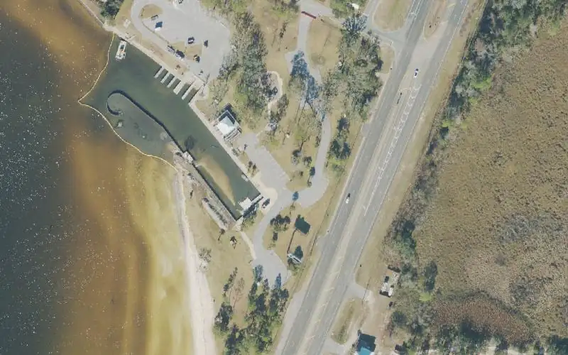 Aerial photo of the area around Grady Brown Bayfield Park - Accessible Kayak Launch, Walton County